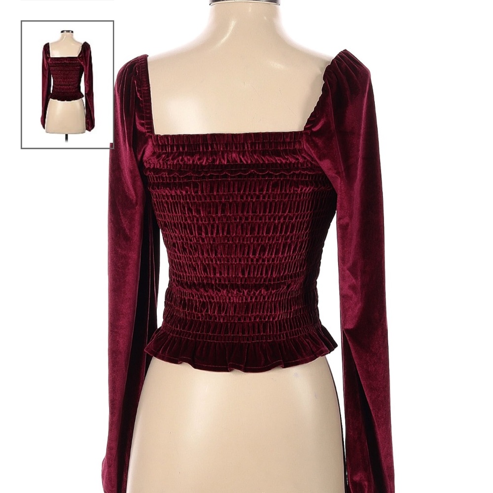Bagatelle maroon velvet long sleeve top